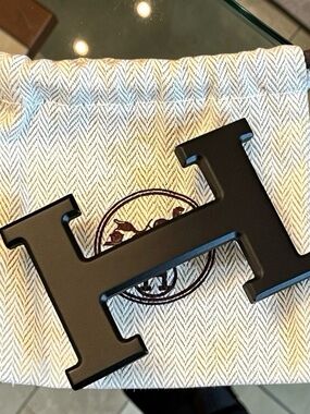 Hermes Black Matte Belt Buckle 38mm w/ Dust Bag